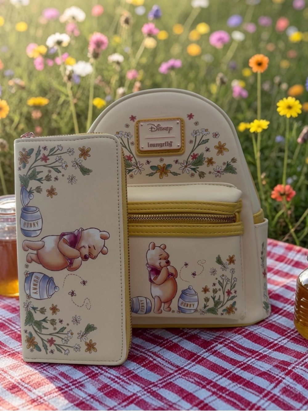 RARE SOLD OUT Loungefly Winnie The Pooh Floral Backpack Wallet Set NWT